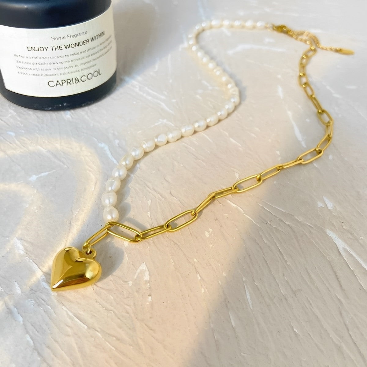 Paperclip Pearl Heart Necklace--Dazzledvenus