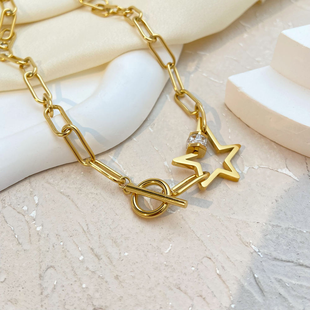 Paperclip Toggle Link Mega Star Necklace-Get the hottest fashion accessory now! Buy Paperclip Toggle Link Mega Star Necklace and elevate your style instantly. Shop now and stand out from the crowd! 💥-Dazzledvenus