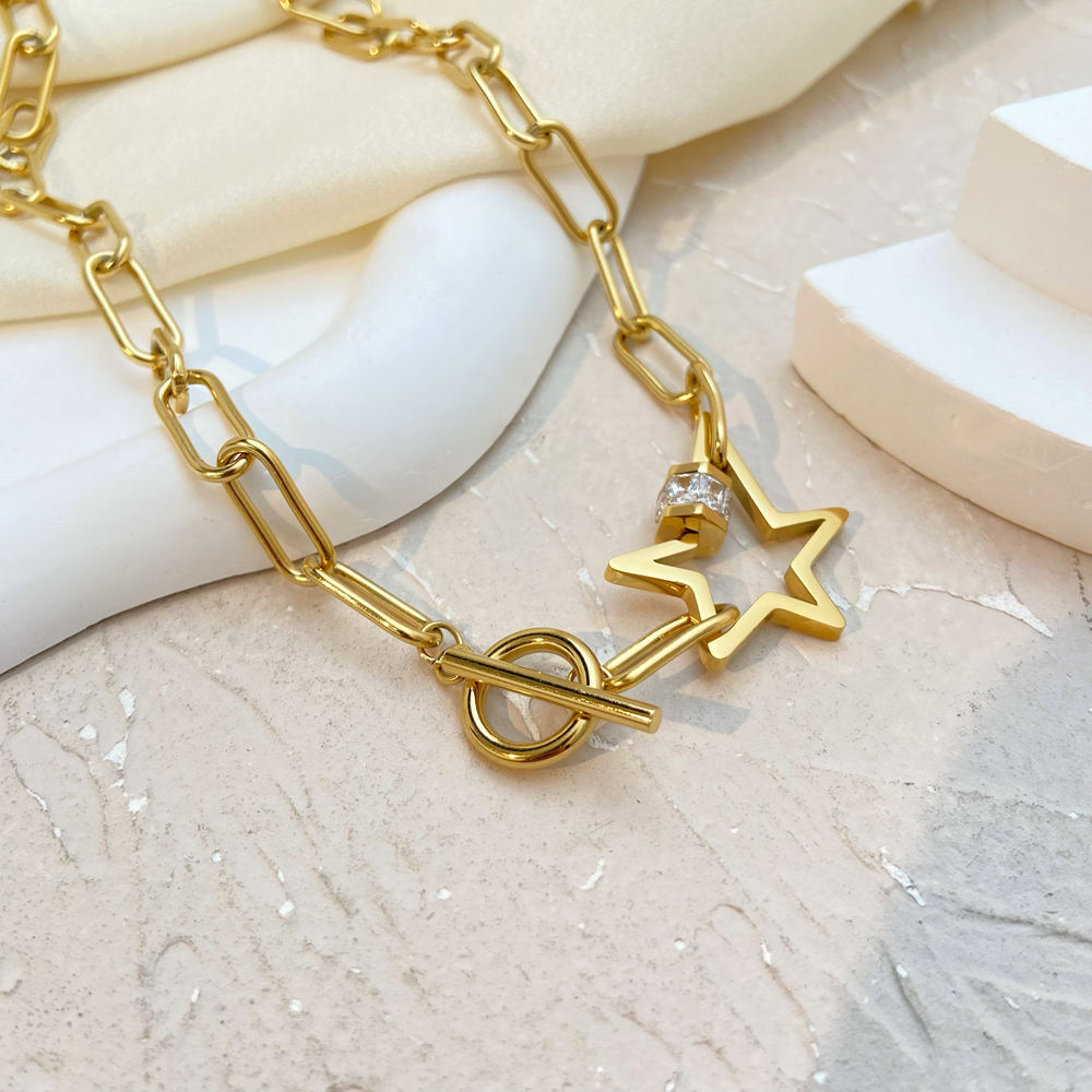 Toggle Link Star Necklace-Get the hottest fashion accessory now! Buy Paperclip Toggle Link Mega Star Necklace and elevate your style instantly. Shop now and stand out from the crowd! 💥-Dazzledvenus