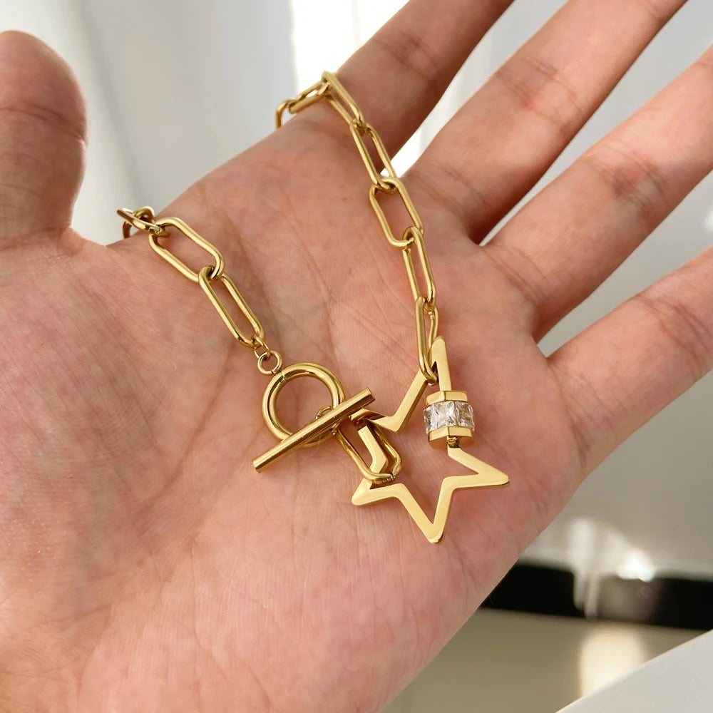 Toggle Link Star Necklace-Get the hottest fashion accessory now! Buy Paperclip Toggle Link Mega Star Necklace and elevate your style instantly. Shop now and stand out from the crowd! 💥-Dazzledvenus