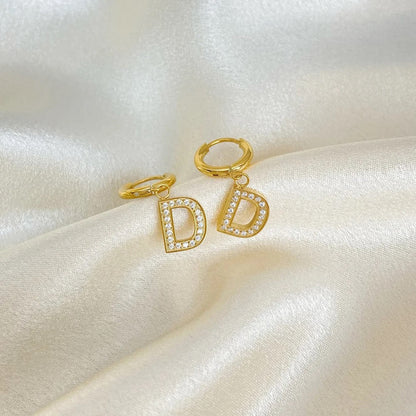 Pave Initial Huggie Hoop Earring-Personalize your style with our Bubble Pendant Tiny Initial Necklace. Explore our collection for unique, customizable jewelry pieces. Order now. 🏆-Dazzledvenus