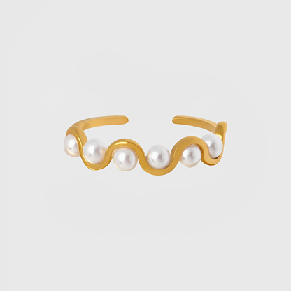 Pearl Wave Adjustable Ring--Dazzledvenus