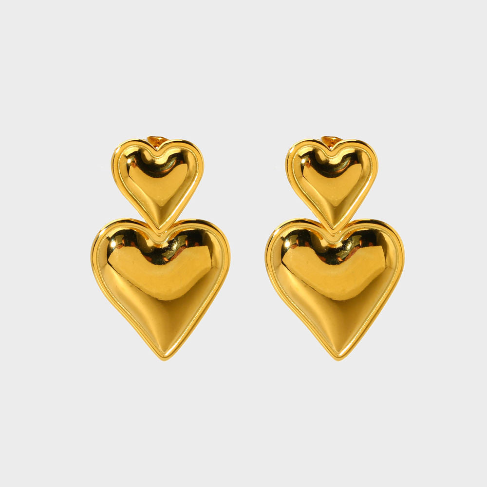 Double Heart Drop Earring--Dazzledvenus