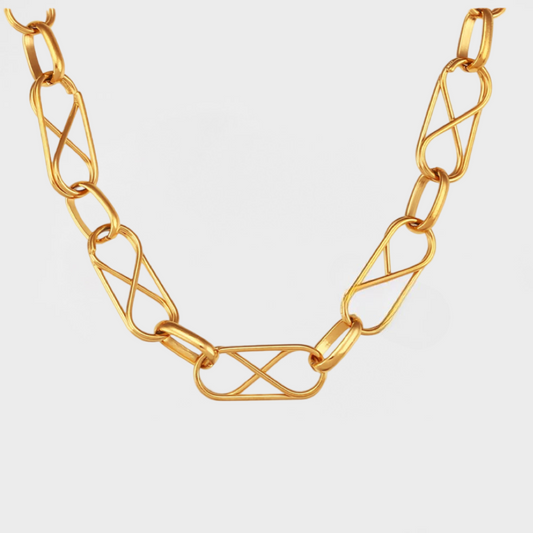 Rectangular Cross Geometric Necklace-Elevate your look with our Rectangular Cross Geometric Necklace. Explore the fusion of style and spirituality. Shop now and add a unique touch to your ensemble!-Dazzledvenus