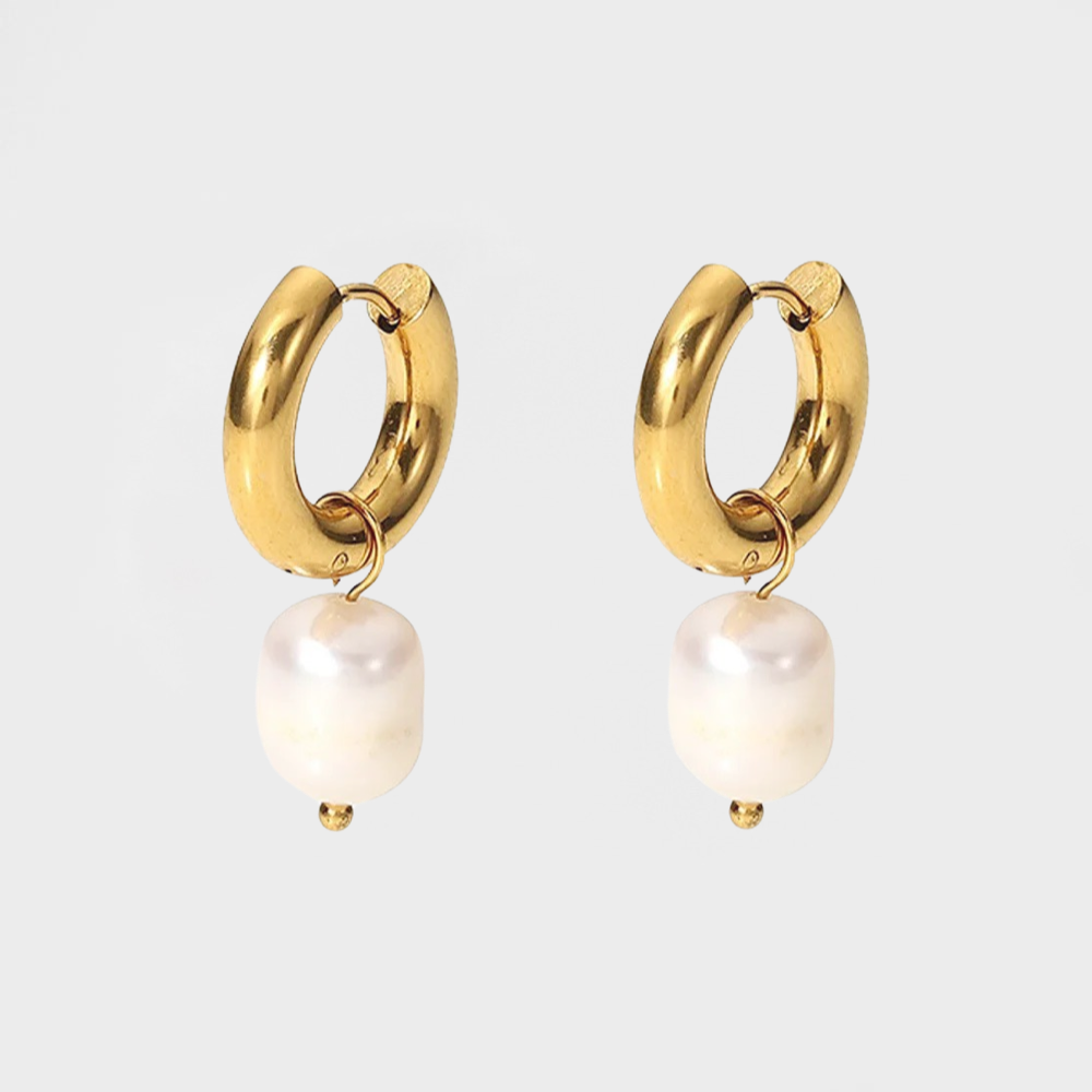 Serenity Pearl Hoop Earring--Dazzledvenus