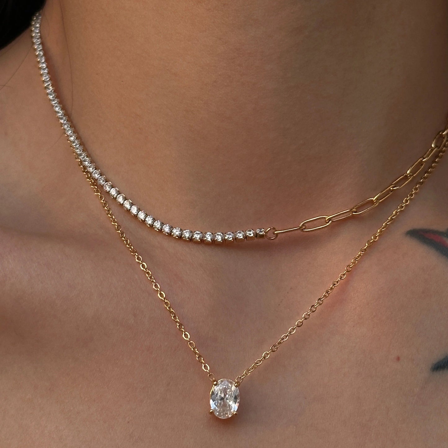 Solitaire Oval Diamond Pendant Necklace--Dazzledvenus