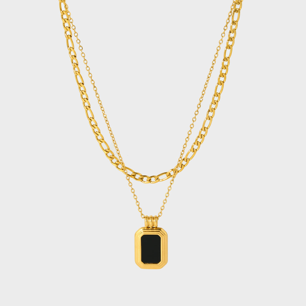 Square Pendant Figaro Chain Necklace- Elevate your style with a stylish Square Pendant Figaro Chain Necklace. Shop now for the perfect accessory to complement any outfit. Buy yours today! 🏆-Dazzledvenus