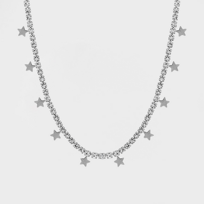 Star Charm Diamond Tennis Bling Necklace--Dazzledvenus