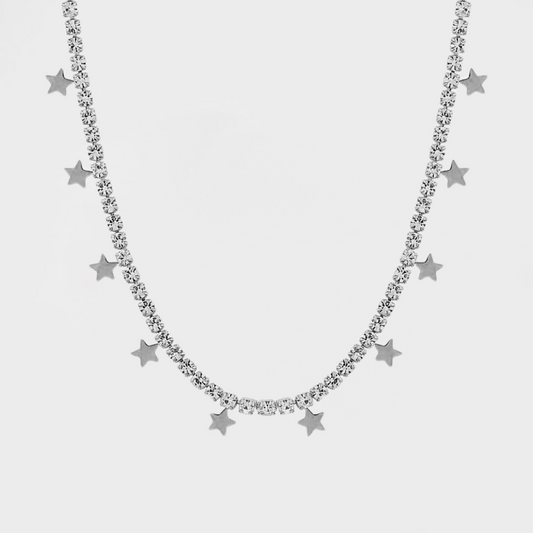 Star Charm Diamond Tennis Bling Necklace--Dazzledvenus