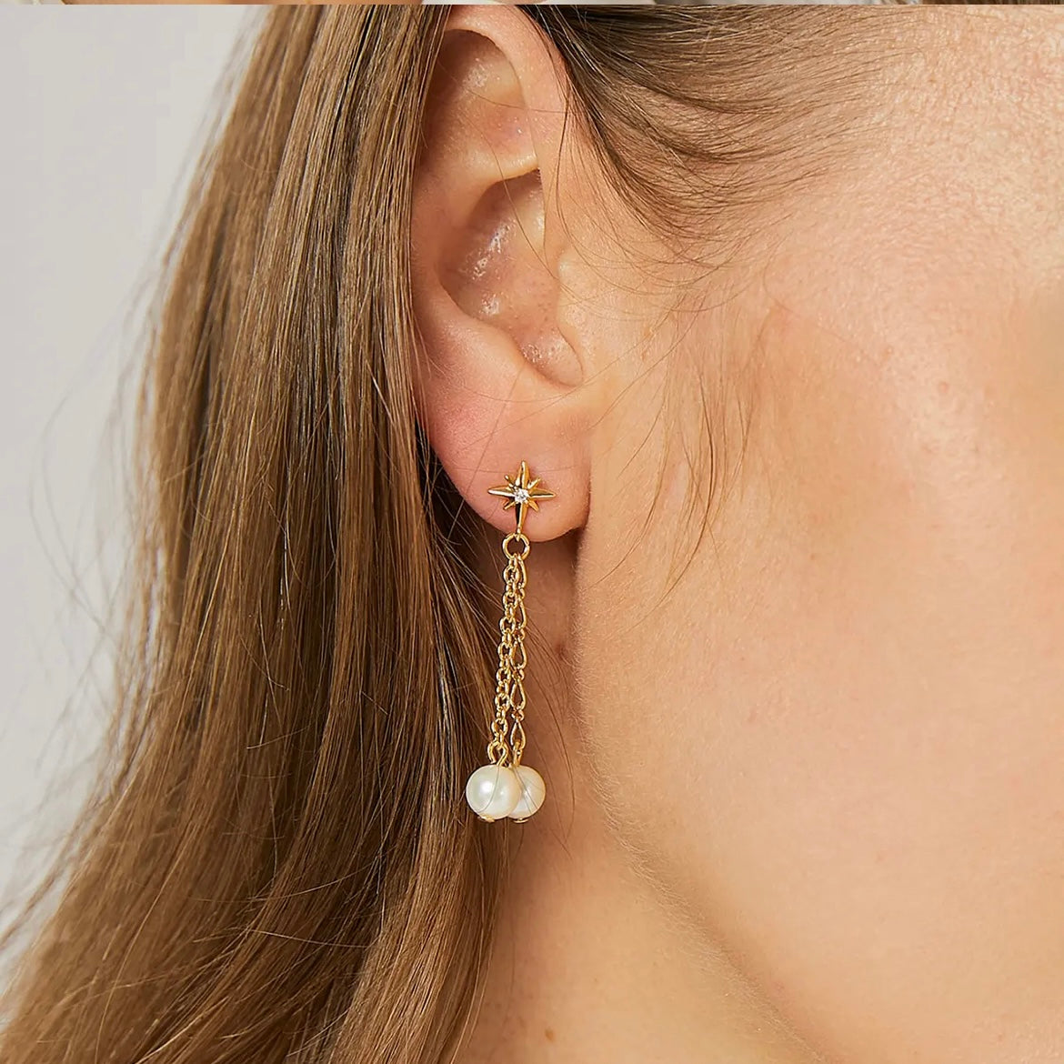 Starburst Pearl Tassel Earring--Dazzledvenus
