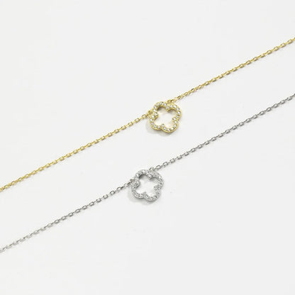 Sterling Silver Four Leaf Clover Necklace-Discover the enchanting CZ Four Leaf Reversible Clover Necklace. Uncover the elegance of this reversible piece, perfect for any occasion. Shop Now!-Dazzledvenus