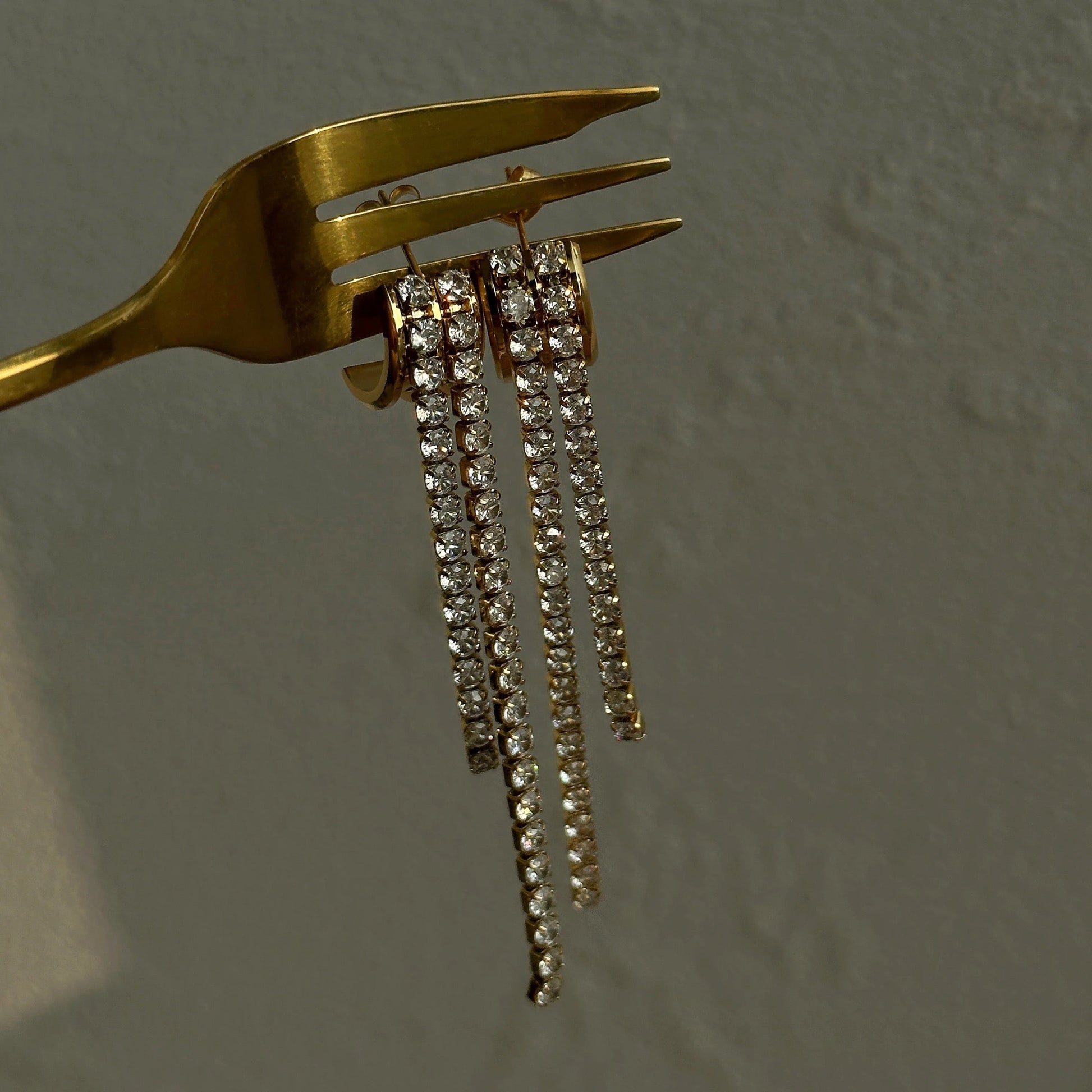 Tennis Chains Diamond Bling Tassel Earring--Dazzledvenus