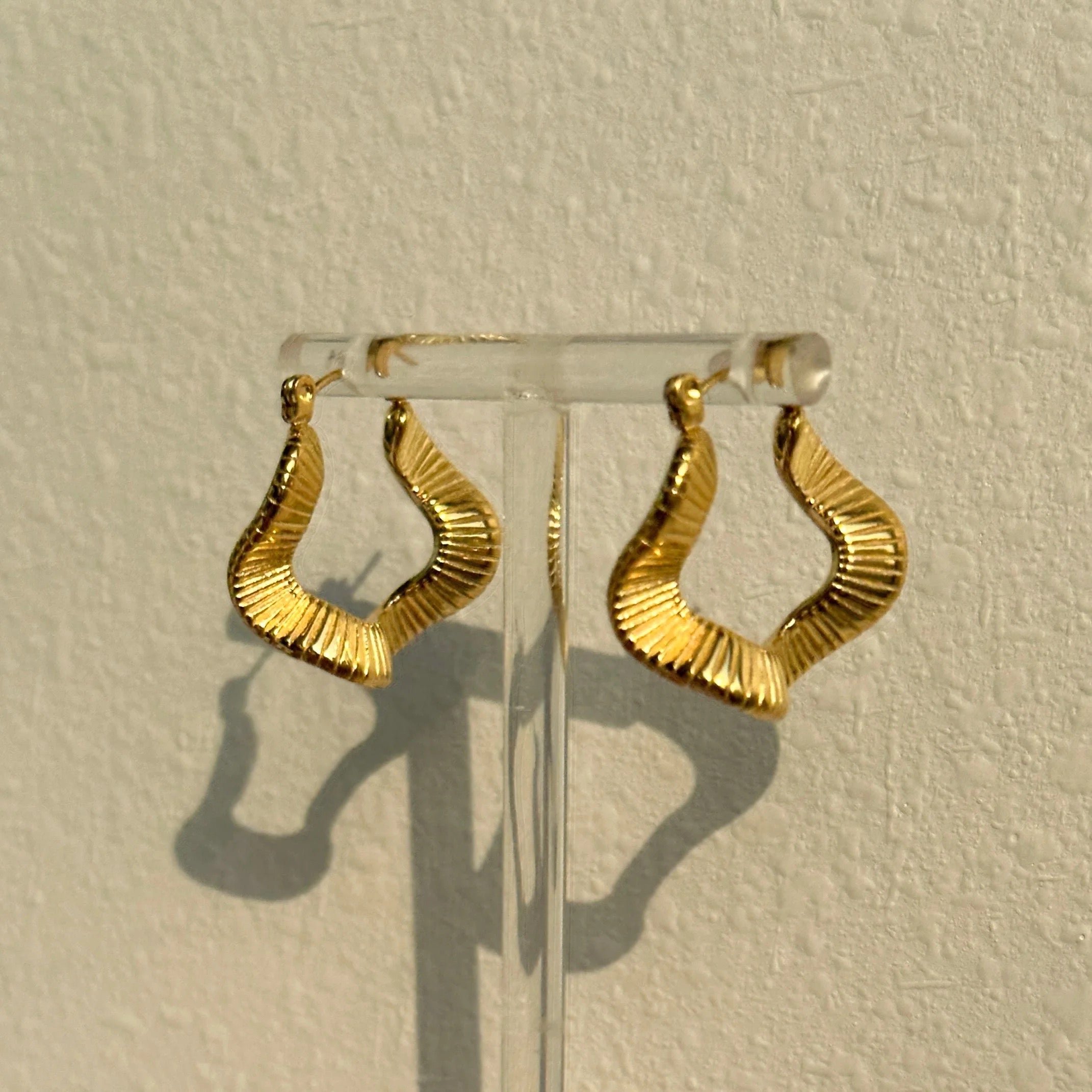 Textured Twisted Waves Hoop Earring--Dazzledvenus