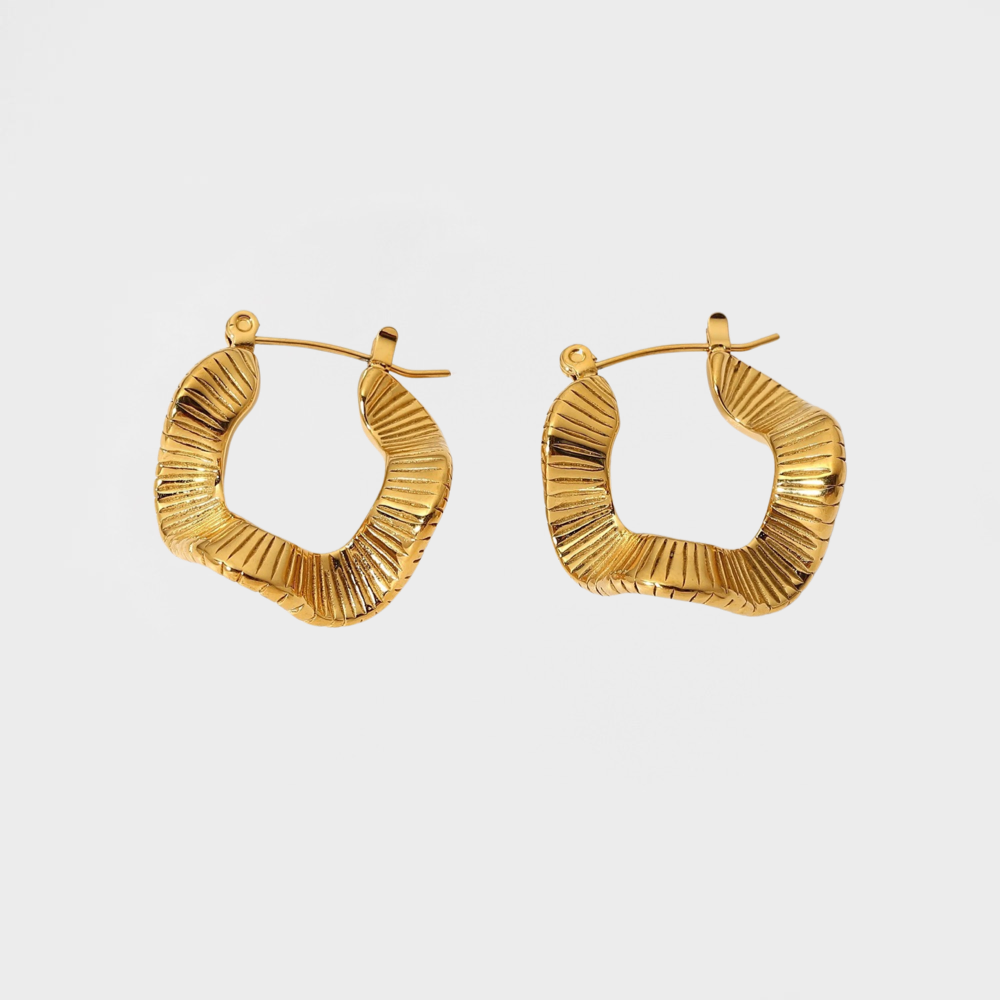 Textured Twisted Waves Hoop Earring-Dazzledvenus