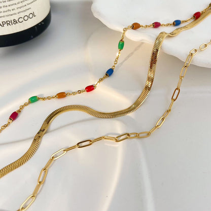 Multi Layer Herring Bone Colour Pop Necklace--Dazzledvenus
