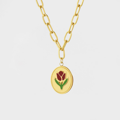 Tulip Flower Pendant Link Necklace--Dazzledvenus