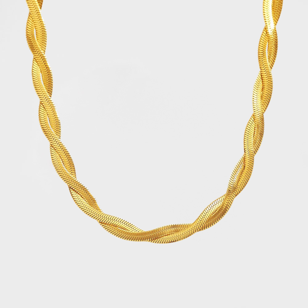 Omega Braided Herringbone Necklace-Purchase stylish Twisted Herring Bone Necklace. Explore our online collection for trendy accessories reflecting the charm of the Emerald Isle. Order yours now!-Dazzledvenus