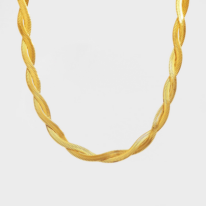 Twisted Herring Bone Snake Necklace-Purchase stylish Twisted Herring Bone Necklace. Explore our online collection for trendy accessories reflecting the charm of the Emerald Isle. Order yours now!-Dazzledvenus