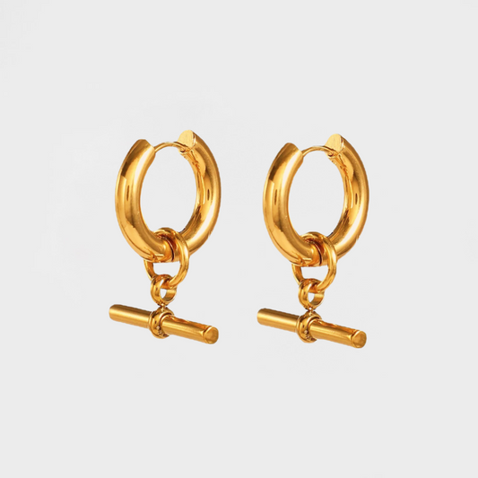 T- Bar Hoop Earring-Explore our stylish collection of Two Ways Detachable T- Bar Earring. Elevate your style with these chic accessories, perfect for any occasion. Shop now! 🔥-Dazzledvenus