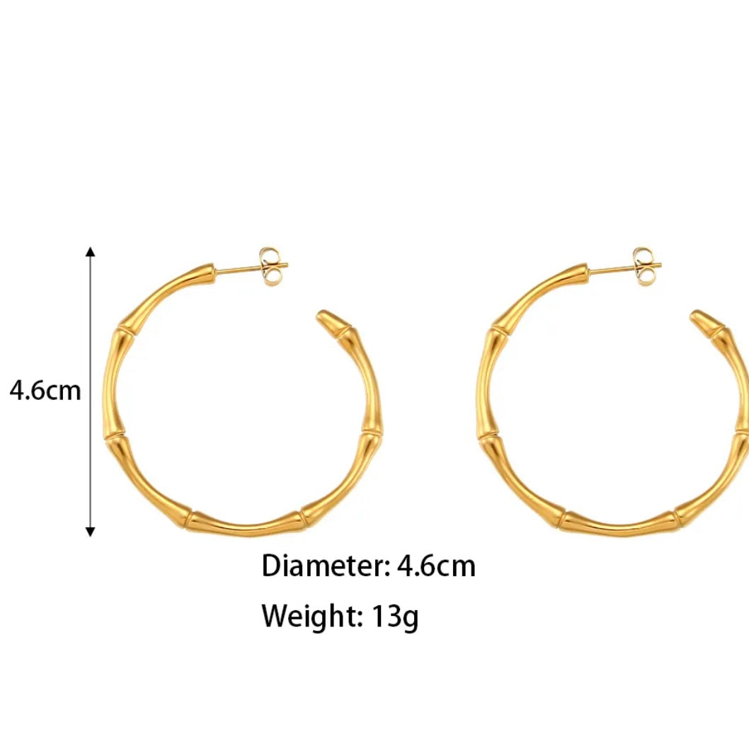 Bamboo Pattern Thin Geometric Hoop Earring-Dazzledvenus
