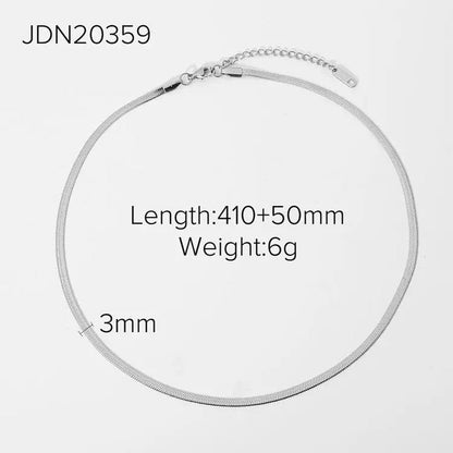 Classic Flat Herring Bone Snake Minimalist Stackable Necklace-Dazzledvenus