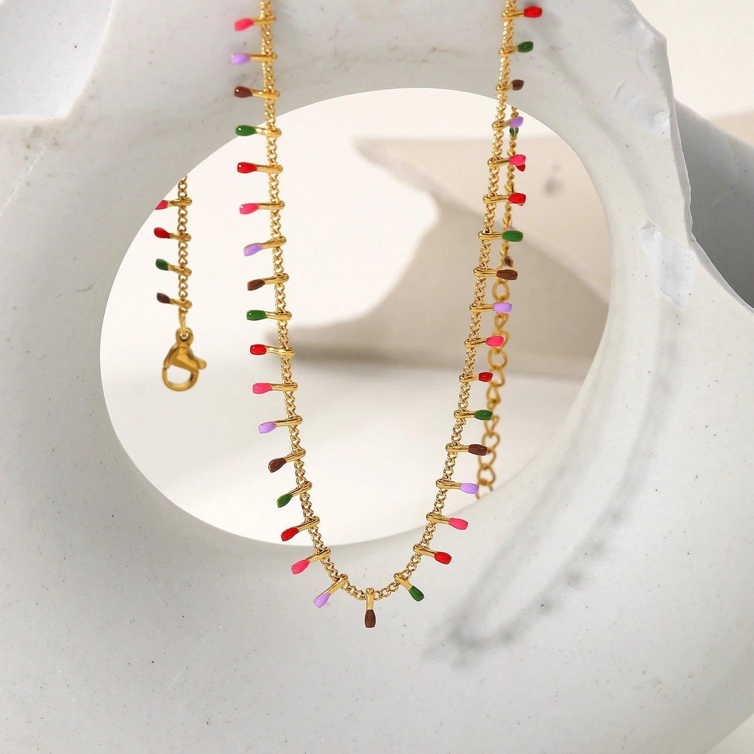 Colourful Rainbow Fringe Necklace--Dazzledvenus