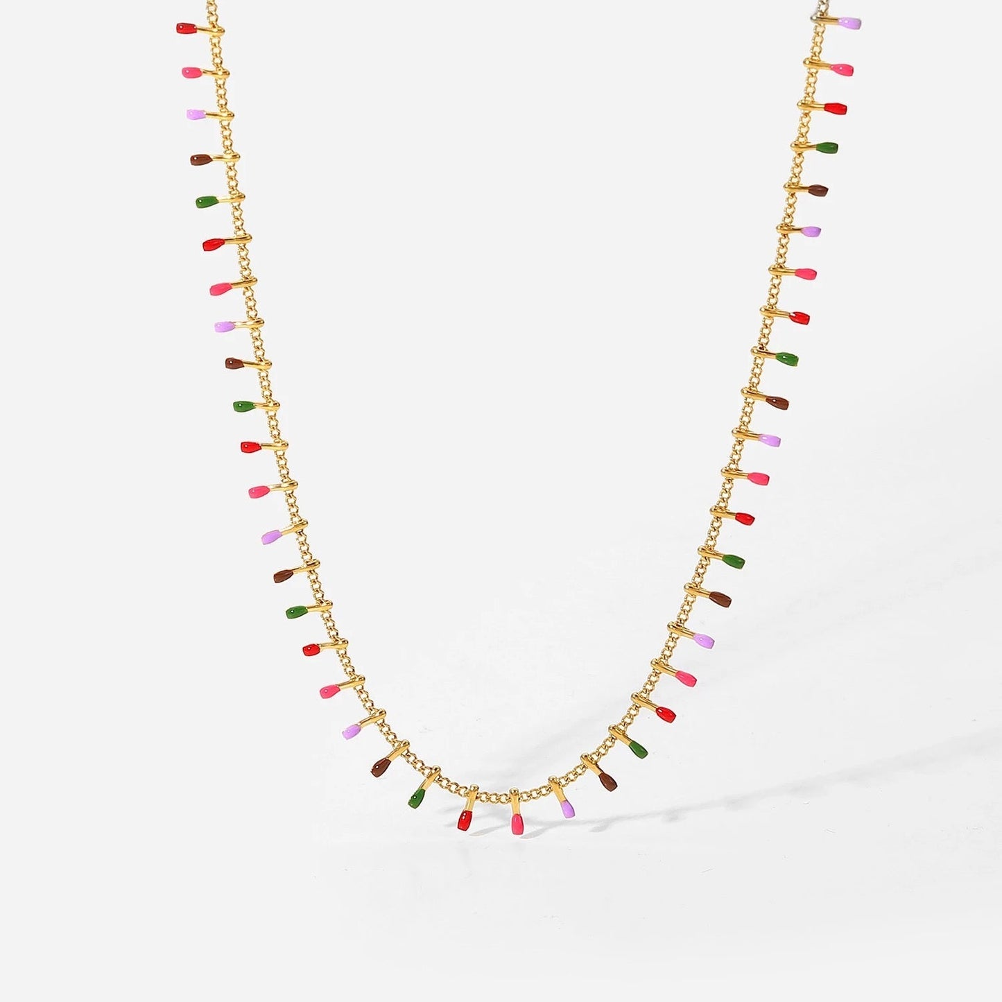 Colourful Rainbow Fringe Necklace--Dazzledvenus