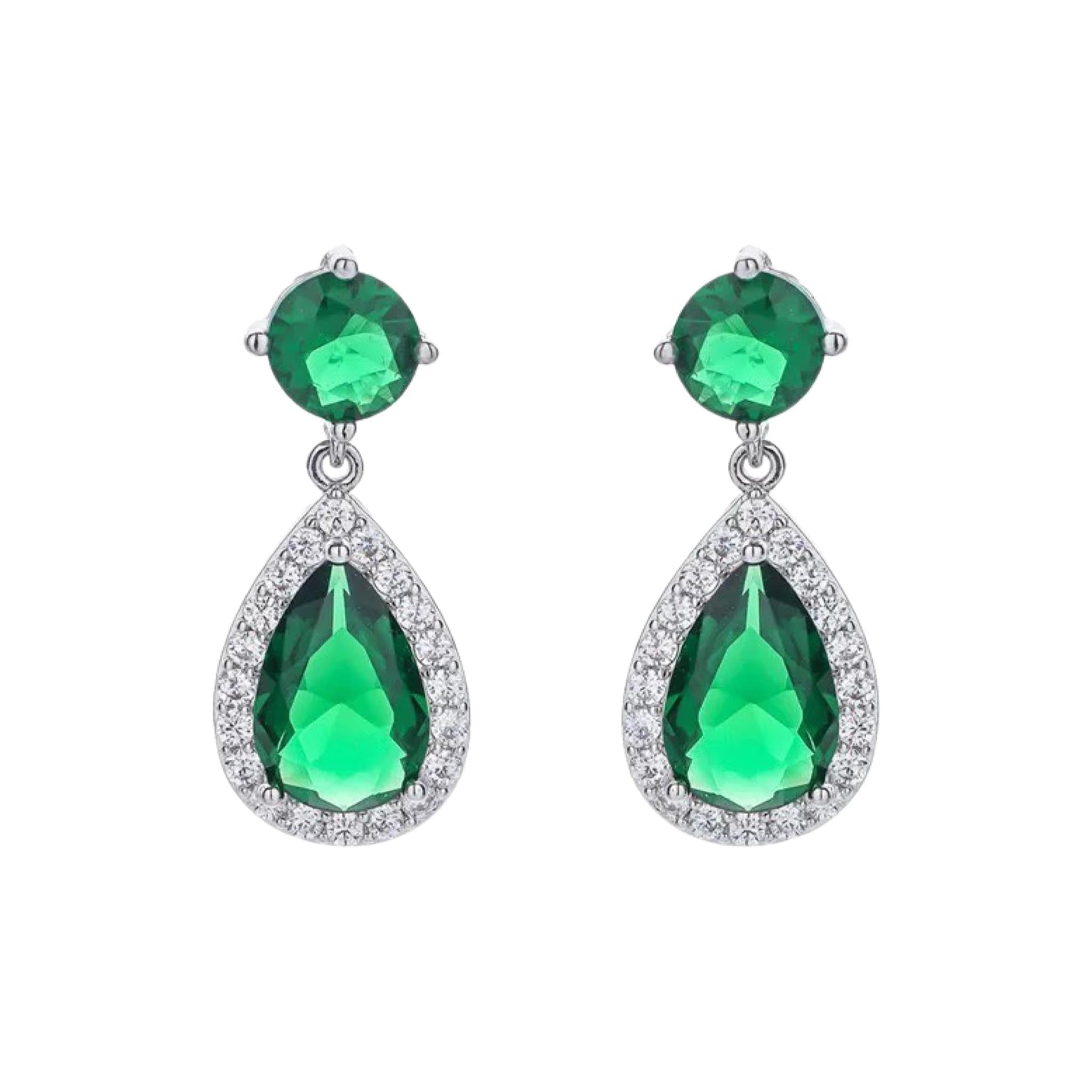 CZ Bling Diamond Drop Earring-Green-Dazzledvenus