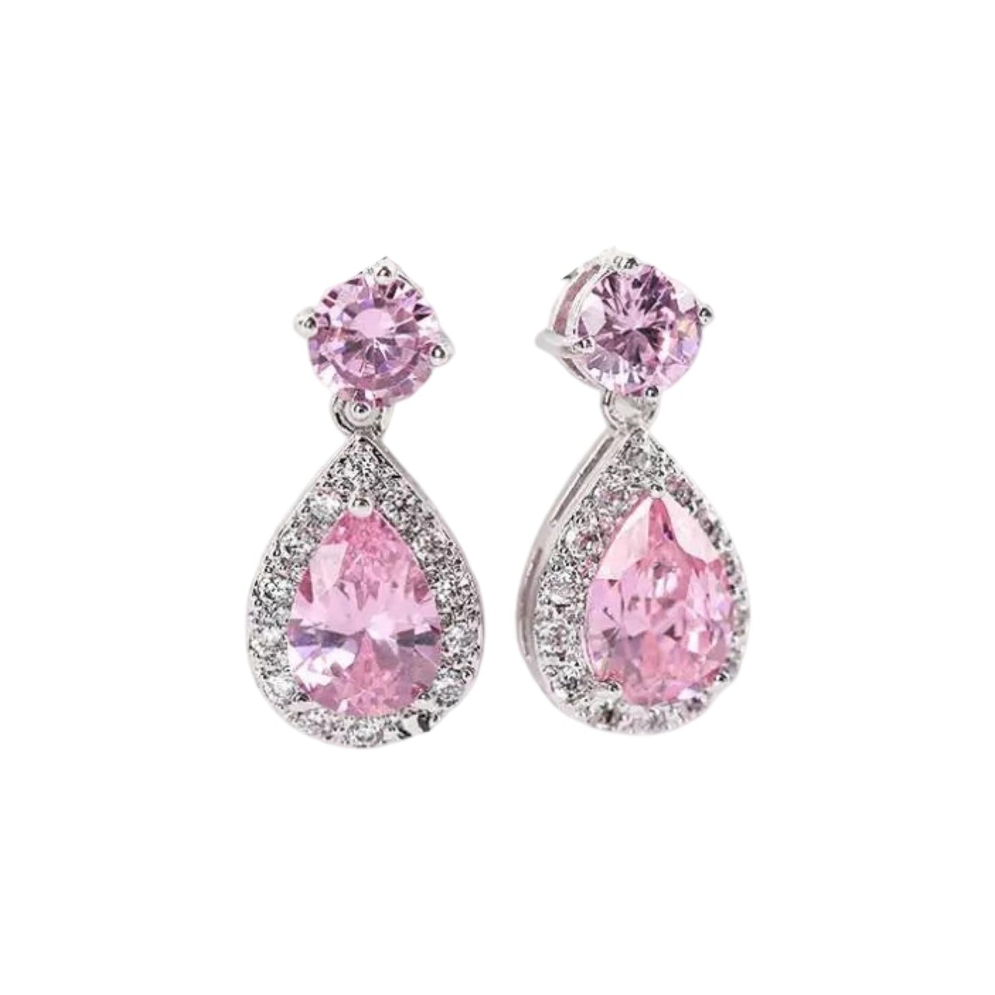 CZ Bling Diamond Drop Earring-Pink-Dazzledvenus