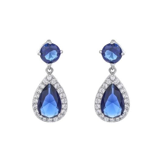 CZ Bling Diamond Drop Earring-Royal Blue-Dazzledvenus
