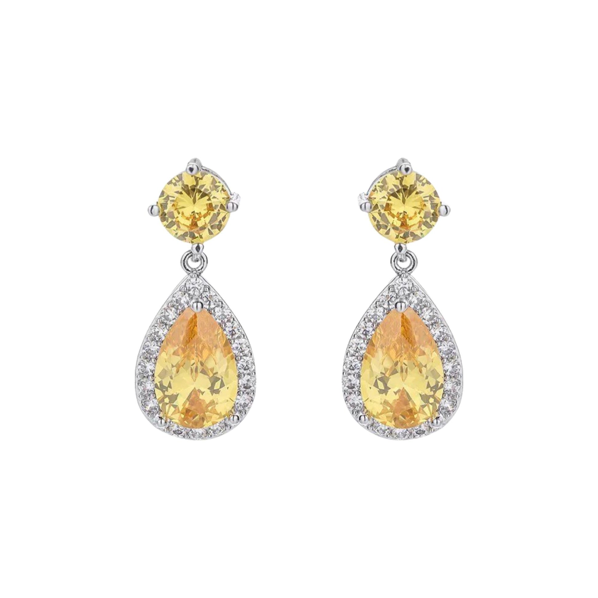 CZ Bling Diamond Drop Earring-Yellow-Dazzledvenus