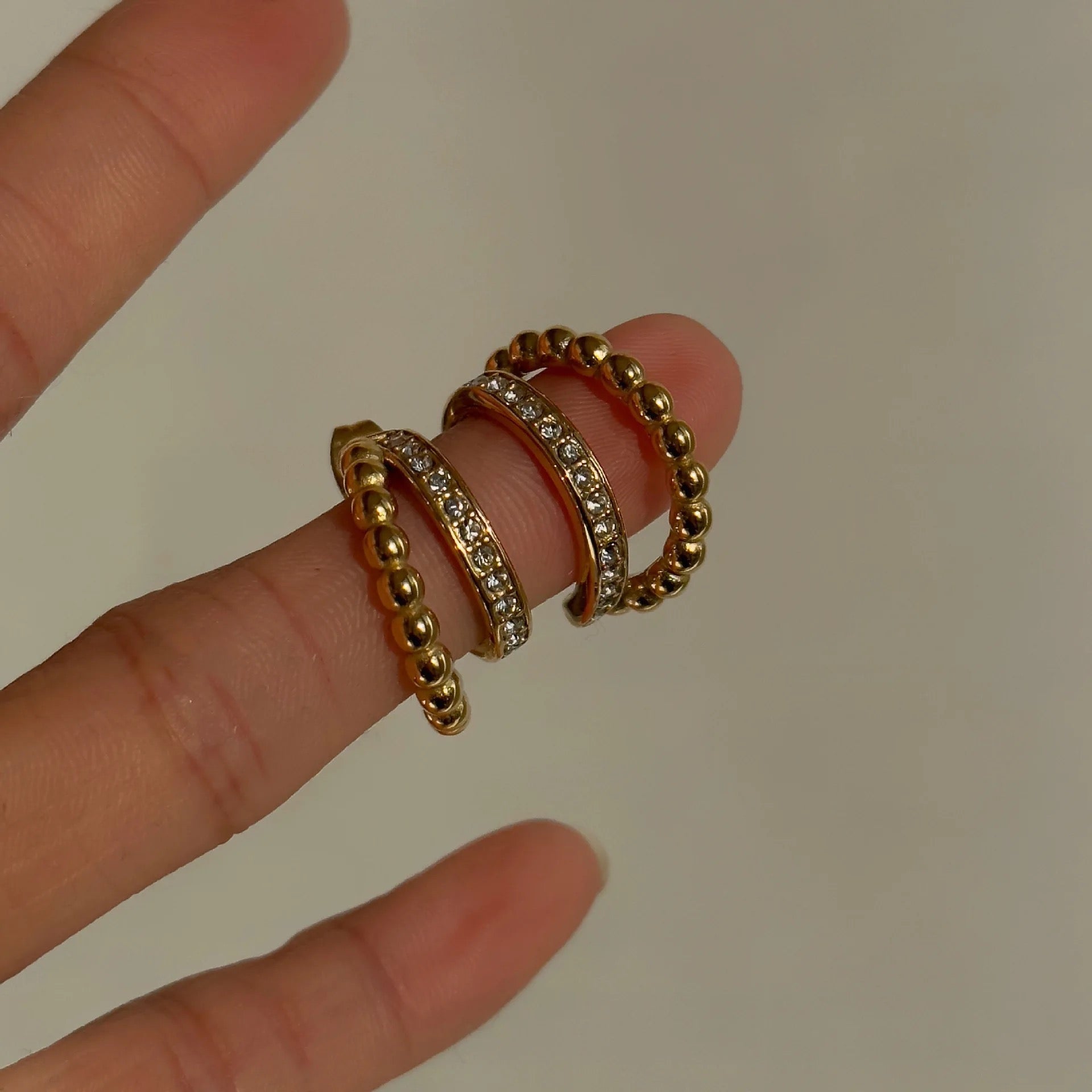 CZ Double Layer Bead Chain Hoop Earring--Dazzledvenus