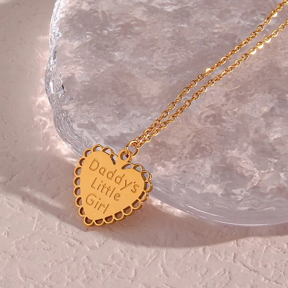 Daddy’s Little Girl Heart Lace Necklace--Dazzledvenus