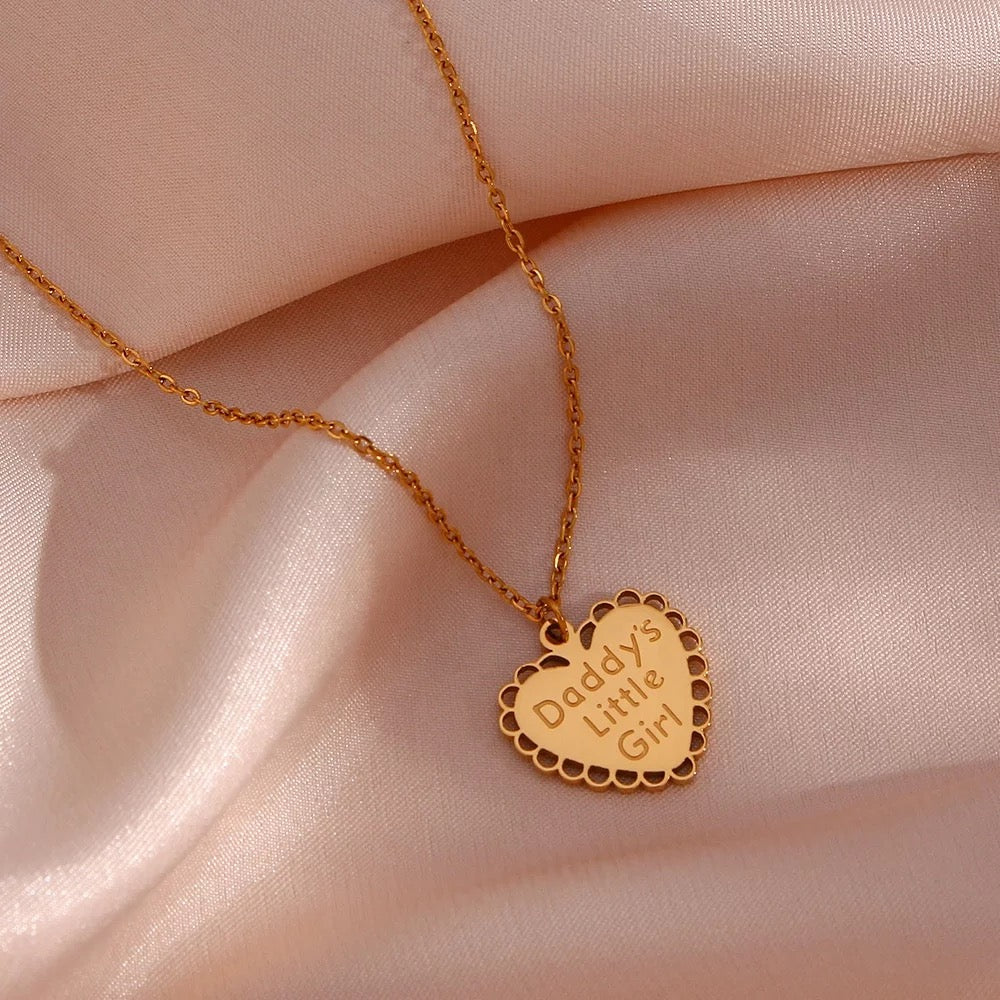 Daddy’s Little Girl Heart Lace Necklace-Dazzledvenus