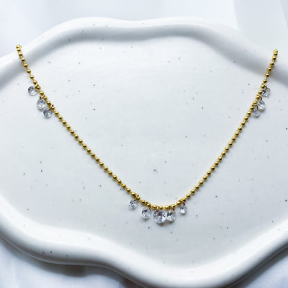 Dangle Crystals Beaded Chain Necklace-Dazzledvenus
