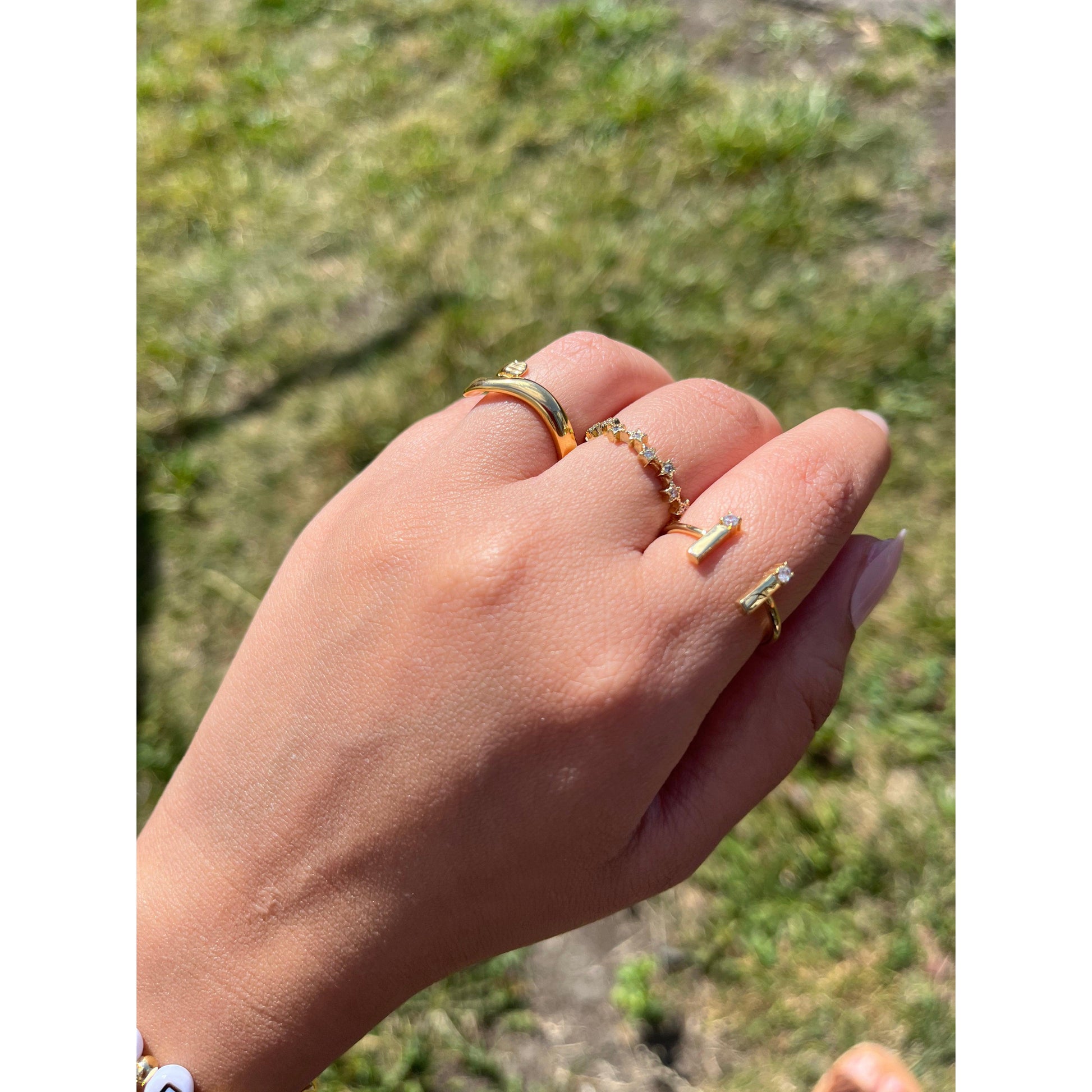 Diamond Double Bar Open Minimalist Ring-Dazzledvenus