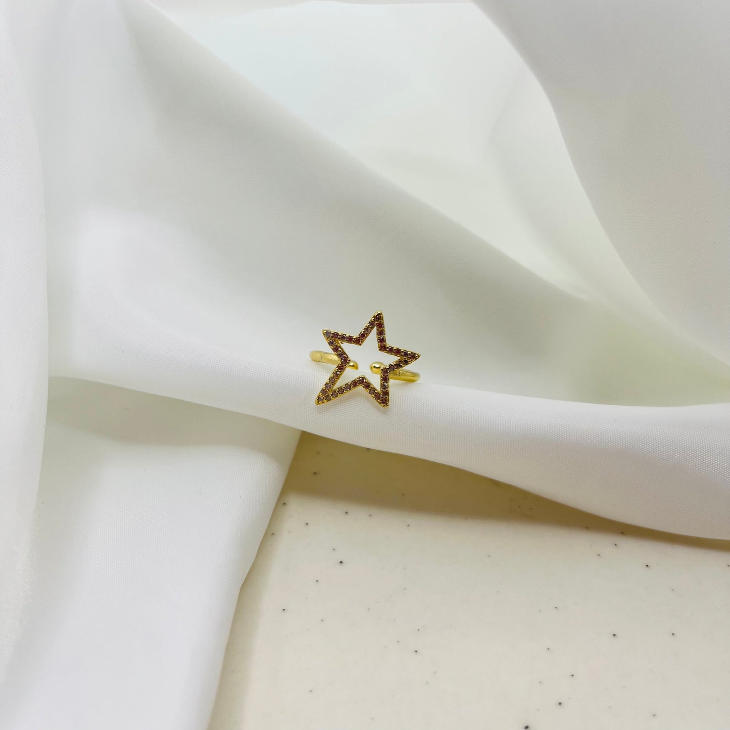 Diamond Hollow Star Adjustable Ring--Dazzledvenus