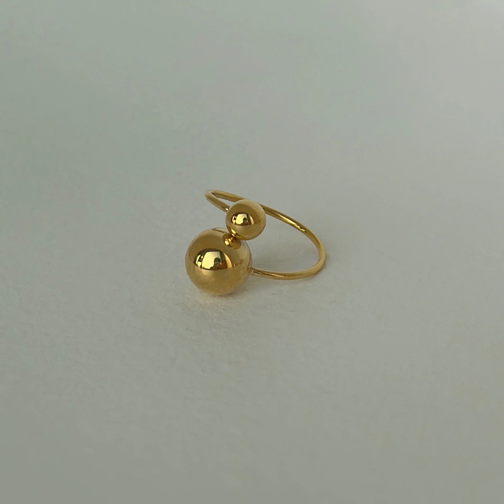 Double Ball Open Adjustable Ring--Dazzledvenus