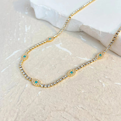 Exquisite Evil Eye Tennis Choker Necklace-Dazzledvenus
