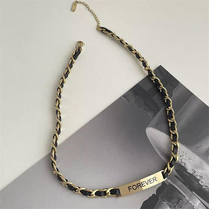 Forever French Leather Choker Necklace--Dazzledvenus
