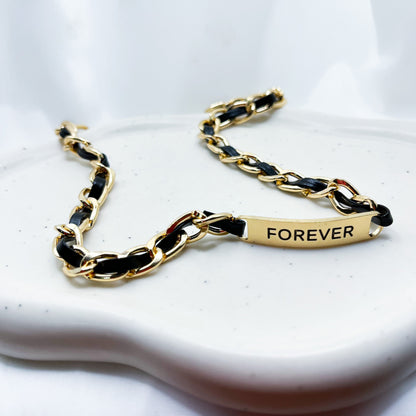 Forever French Leather Choker Necklace-Dazzledvenus