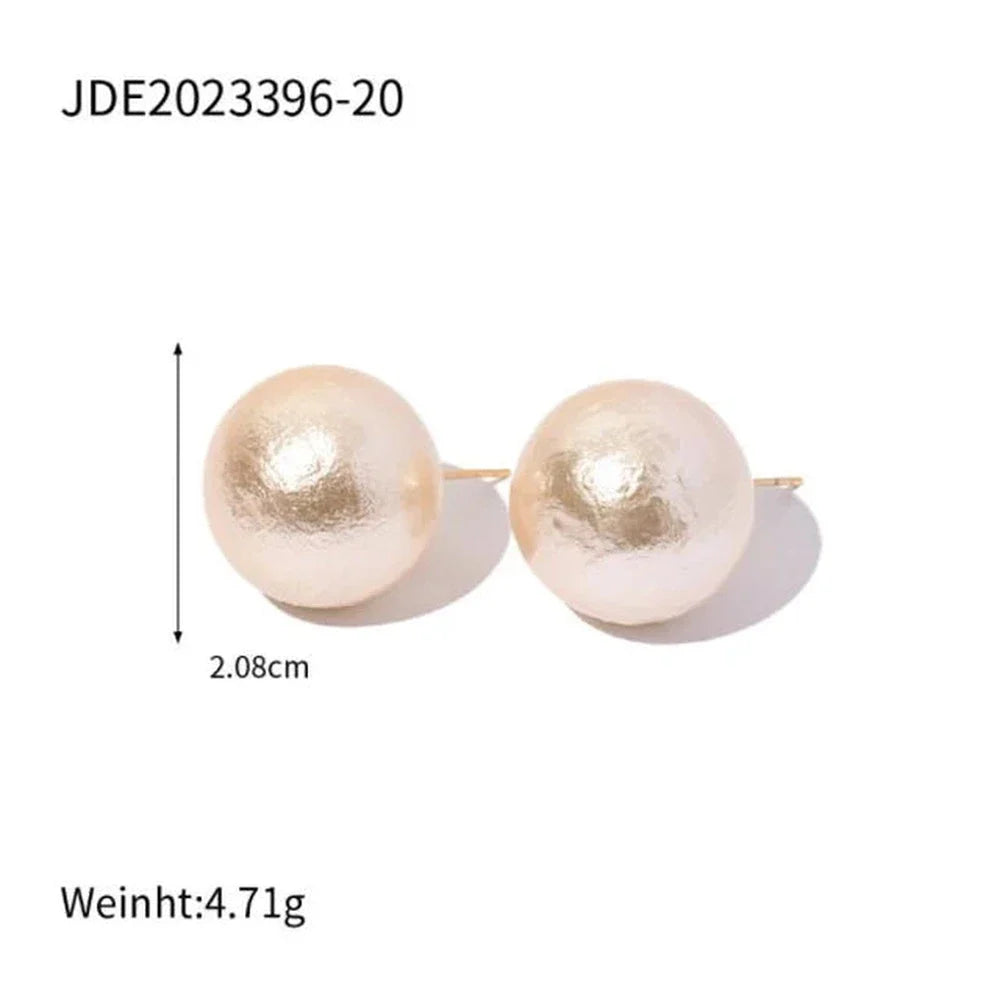 Oversized Pearl Stud Earrings-Dazzledvenus