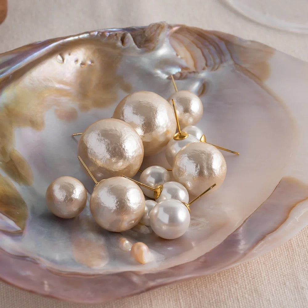 Oversized Pearl Stud Earrings--Dazzledvenus