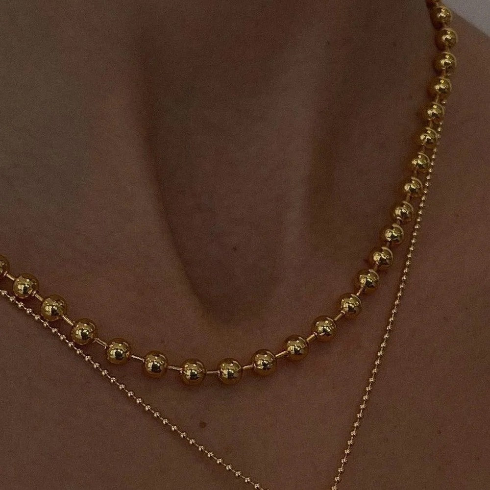 Gold Filled Ball High Shine Choker Necklace-Dazzledvenus