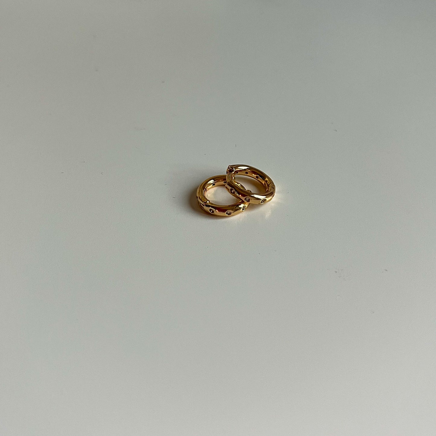 Gold Filled CZ Tiny Everyday Huggie Hoop Earring--Dazzledvenus