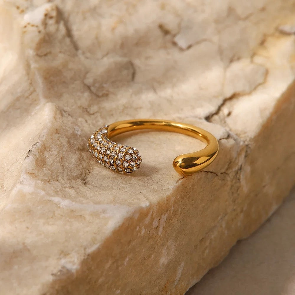Gold Filled Diamond Bling Open Adjustable Ring-Dazzledvenus