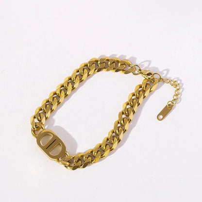 Gold Filled Thick Chunky Curb Chain Bracelet--Dazzledvenus