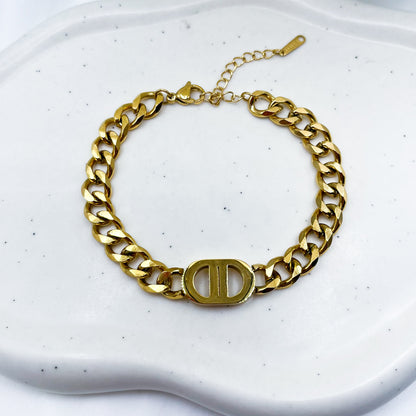 Gold Filled Thick Chunky Curb Chain Bracelet-Dazzledvenus
