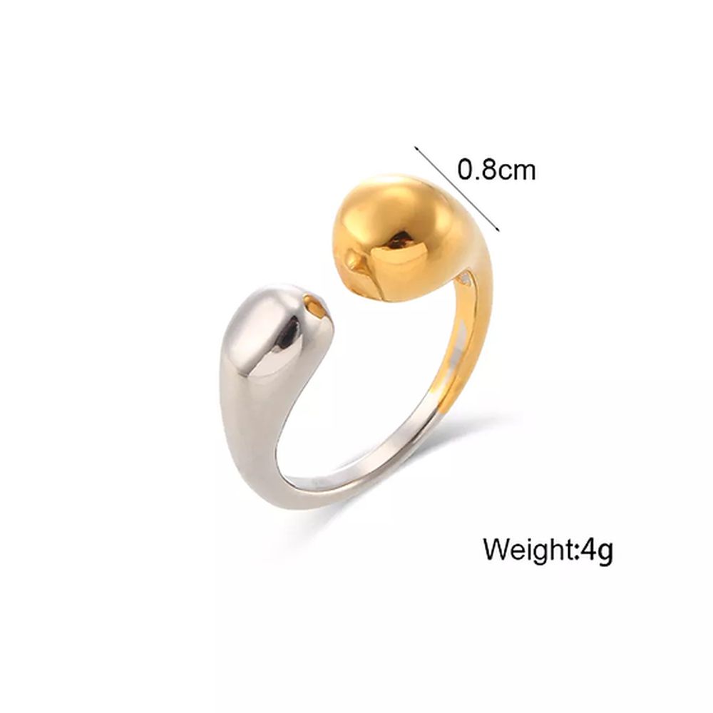 Gold Silver Two Tone Open Adjustable Ring-Dazzledvenus