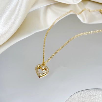 Hollow Love Heart Pendant Necklace-Dazzledvenus